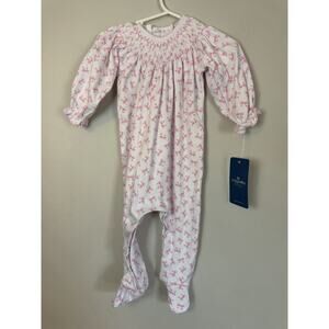 Magnolia Baby Smocked Bishop Style Long Sleeve Bow Romper 6 Months NWT $62
